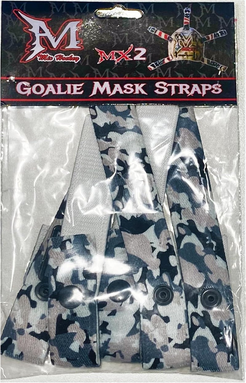 HAGAN Mix Hockey Sports Open Back Goalie Helmet Harness Straps (Black Camo) - Image 1